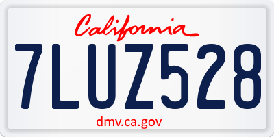CA license plate 7LUZ528