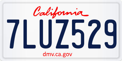 CA license plate 7LUZ529