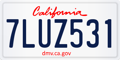 CA license plate 7LUZ531