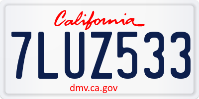CA license plate 7LUZ533