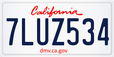 CA license plate 7LUZ534