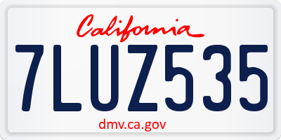 CA license plate 7LUZ535