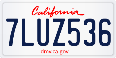 CA license plate 7LUZ536