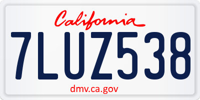 CA license plate 7LUZ538