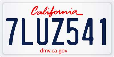 CA license plate 7LUZ541