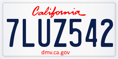CA license plate 7LUZ542