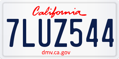 CA license plate 7LUZ544