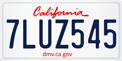 CA license plate 7LUZ545