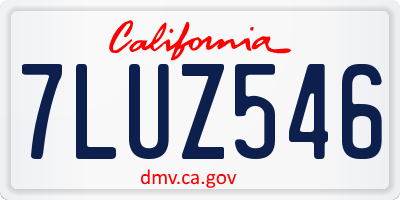 CA license plate 7LUZ546