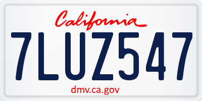 CA license plate 7LUZ547