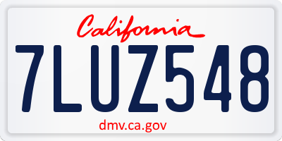 CA license plate 7LUZ548