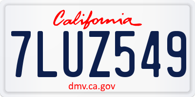 CA license plate 7LUZ549