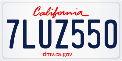 CA license plate 7LUZ550