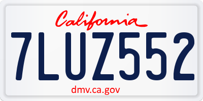 CA license plate 7LUZ552