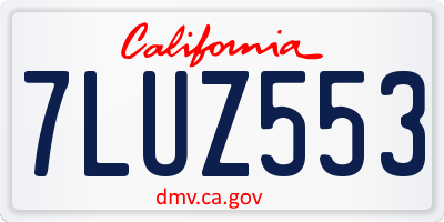 CA license plate 7LUZ553