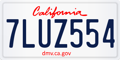 CA license plate 7LUZ554