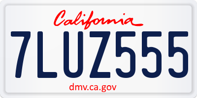 CA license plate 7LUZ555