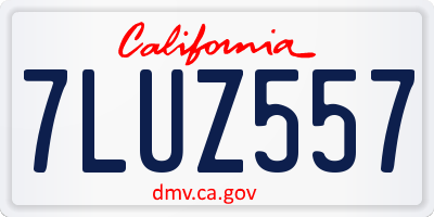 CA license plate 7LUZ557