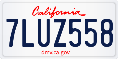 CA license plate 7LUZ558