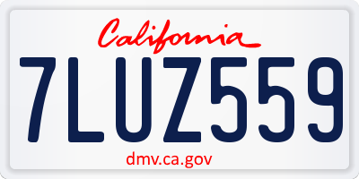 CA license plate 7LUZ559