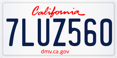 CA license plate 7LUZ560