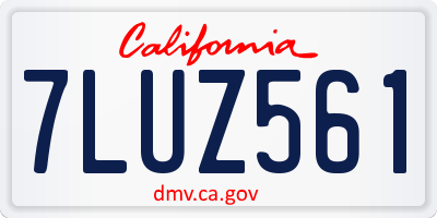 CA license plate 7LUZ561