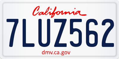 CA license plate 7LUZ562