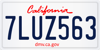 CA license plate 7LUZ563