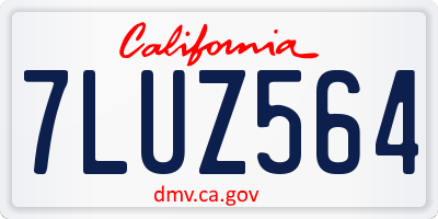 CA license plate 7LUZ564