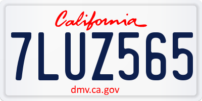 CA license plate 7LUZ565