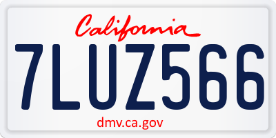 CA license plate 7LUZ566