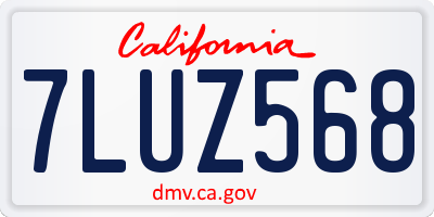 CA license plate 7LUZ568