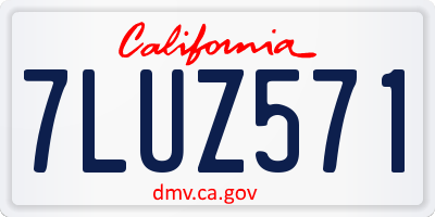 CA license plate 7LUZ571