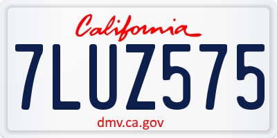 CA license plate 7LUZ575