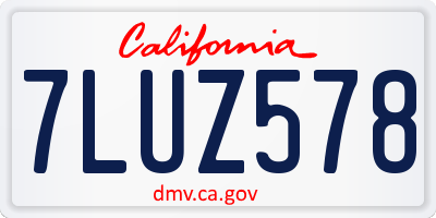CA license plate 7LUZ578
