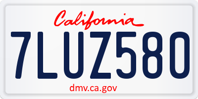 CA license plate 7LUZ580