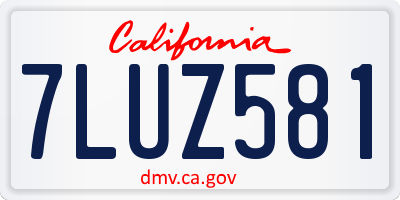 CA license plate 7LUZ581