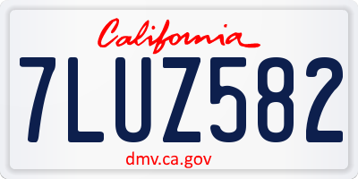 CA license plate 7LUZ582
