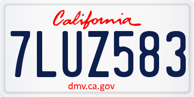 CA license plate 7LUZ583