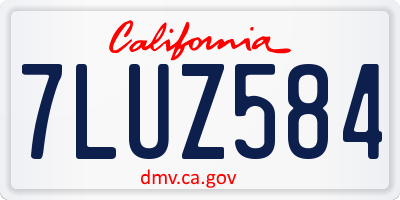 CA license plate 7LUZ584