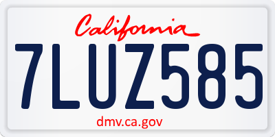 CA license plate 7LUZ585