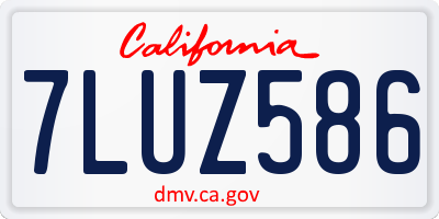 CA license plate 7LUZ586