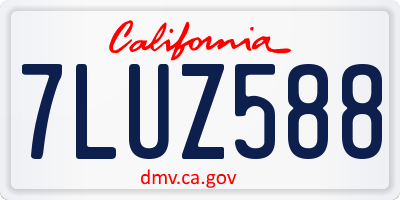 CA license plate 7LUZ588