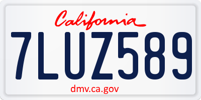 CA license plate 7LUZ589