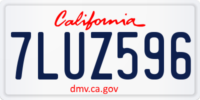 CA license plate 7LUZ596