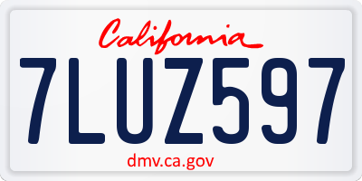 CA license plate 7LUZ597