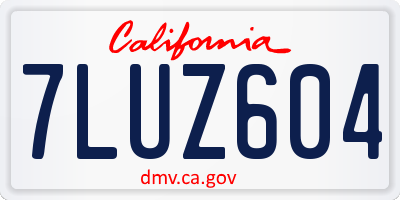 CA license plate 7LUZ604