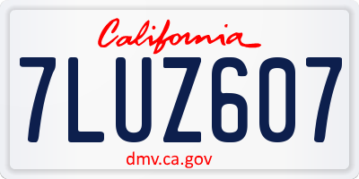 CA license plate 7LUZ607