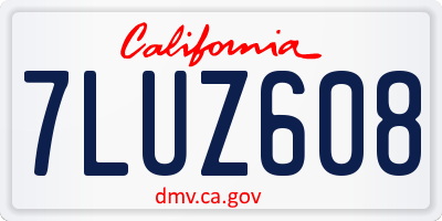 CA license plate 7LUZ608
