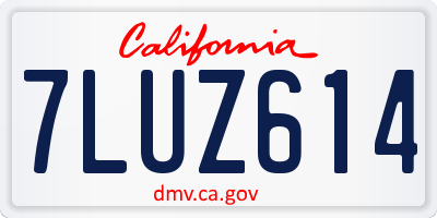 CA license plate 7LUZ614